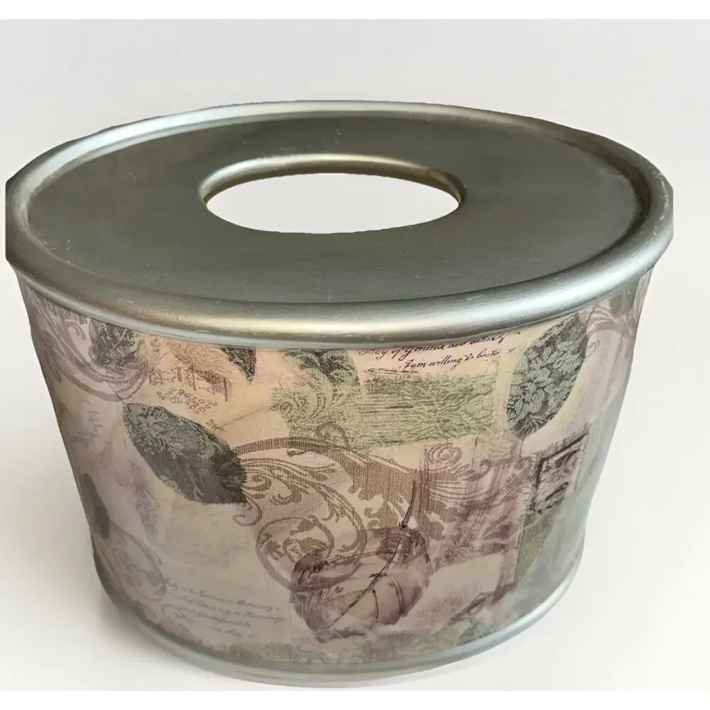 Croscill Memoirs Tissue Holder Box Silver Purple Tan Ceramic 8x6 Inches
